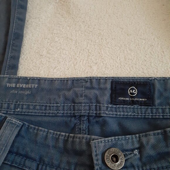 Adriano Goldschmied Men's 36X32 The Everett Sueded Steel Blue Straight Leg Jeans - Picture 3 of 15